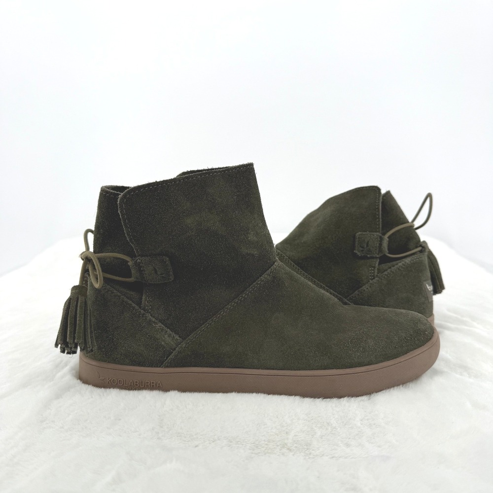 Koolaburra UGG Boots Womens Sz 8 Skyller Suede Tasseled‎ Ankle Green 1092579